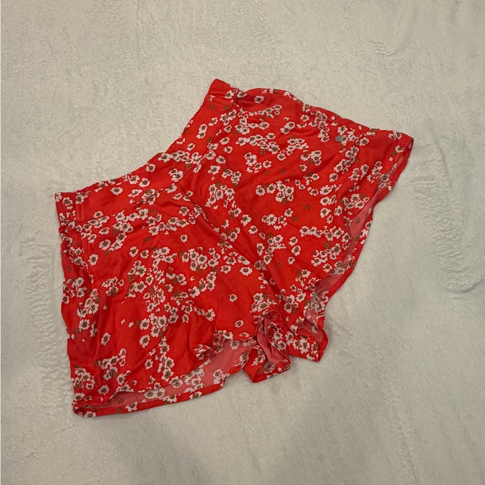 Roxy Red Floral High Waist Women's Shorts